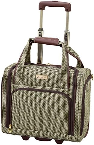 LONDON FOG Softside 15 Under The Seat Bag Carry-On Luggage, Tan Square Jacquard