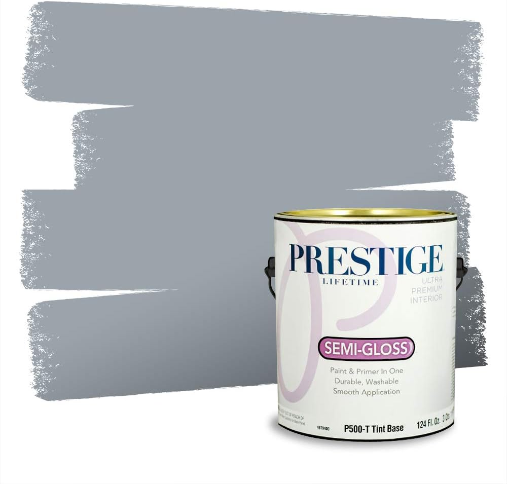 PRESTIGE Paints Exterior Paint and Primer In One, 1-Gallon, Semi-Gloss, Comparable Match of Behr* Intercoastal Gray*