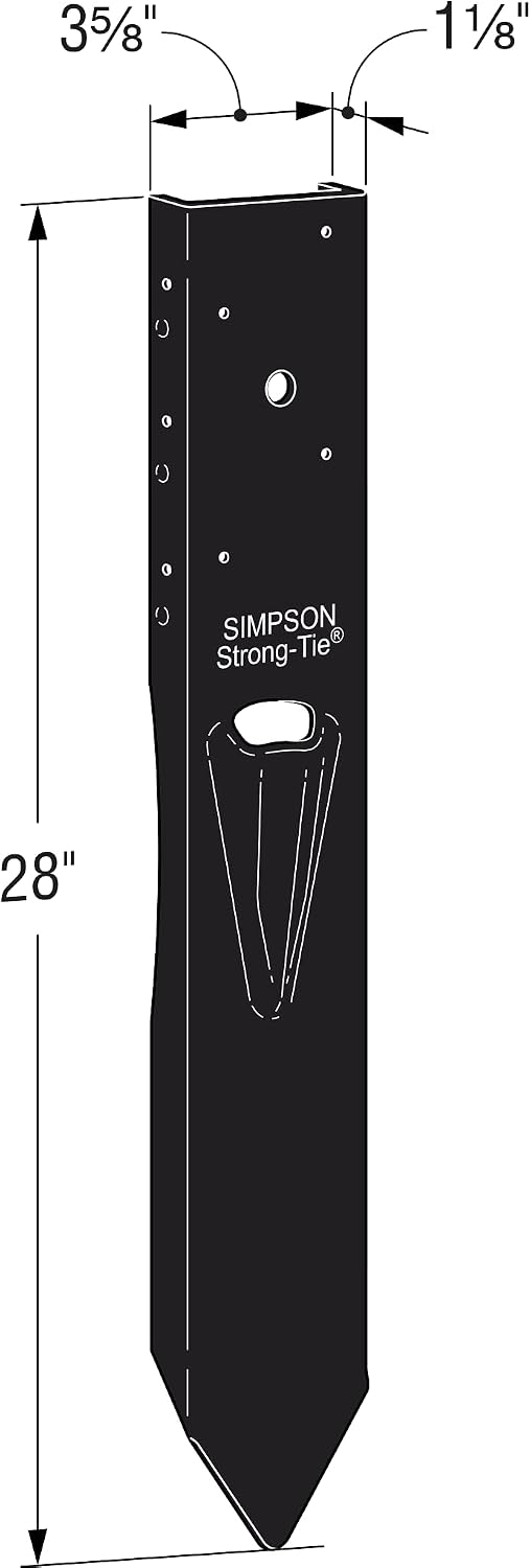 Simpson Strong-Tie FPBM44E E-Z Mender Fence Post Repair Bracket - for 4x4 Wood Post, 12-Gauge Steel Build, Black Powder Coating