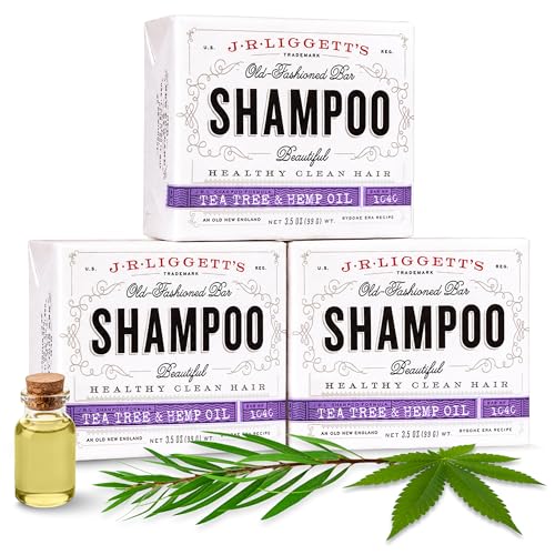 J.R.LIGGETT'S Tea Tree Shampoo Bar 3-Pack, Fragrance-Free, 3.5 oz | All-Natural Solid Hair Cleanser