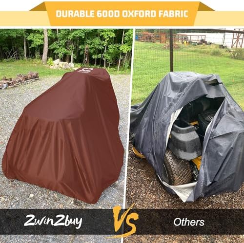 Riding Lawn Mower Cover 600D Lawnmower Covers Waterproof, up to 54" Decks | Universal Outdoor Lawn Tractor Cover Tarp All Weather Ride on Mower Covers, Heavy Duty 600D, Elastic Cord & Storage Bag