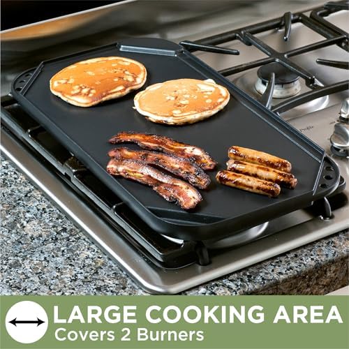 Ecolution Reversible Grill/Griddle Pan, Non-Stick, Dishwasher Safe, Double Burner Family Griddle Grill Pan Cookware, Cast Aluminum