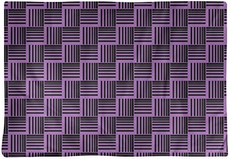 Dana Strider Black & Color Basketweave Stripes Table Placemat, 18 x 14, Violet