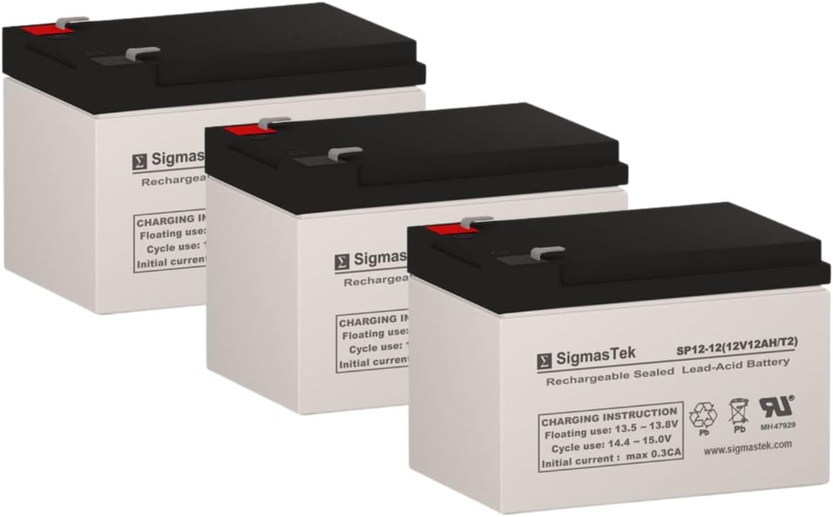 SigmasTek Razor MX650 Dirt Rocket Compatible Battery Pack of 3, 12V 12Ah F2