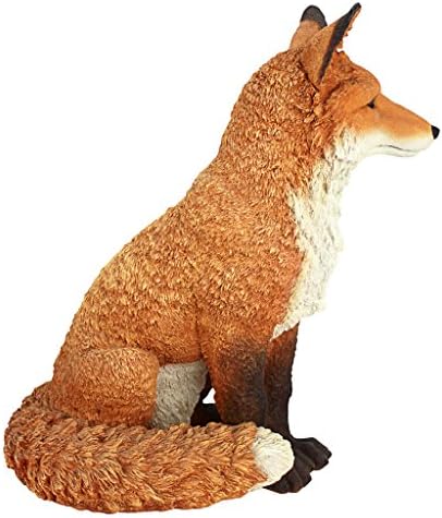 Design Toscano Simon The Woodland Fox Indoor/Outdoor Garden Statue for Patio, Pool or Lawn, 18 Inch Tall, Cast Stone Resin, Red Orange Paint