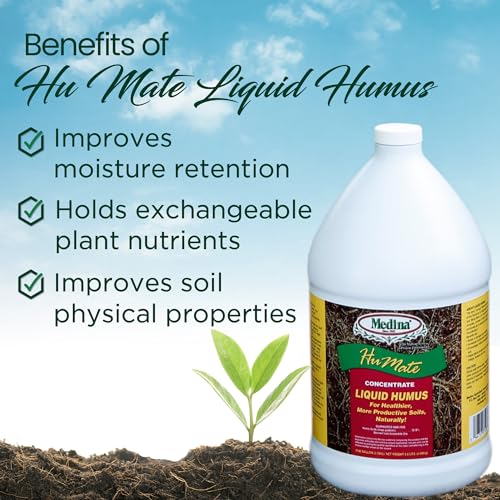 Medina Humate Humic Acid for Plants, 1 Gal, Concentrated Liquid Compost | Humic Acid for Lawn, Enhance Plant Growth, Moisture Retention, Nutrient Absorption, Humates for Soil, Covers 8000 Sq. Ft.