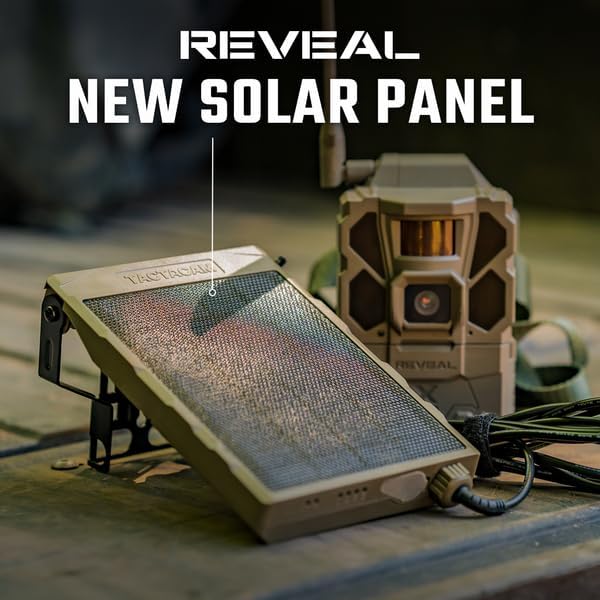 Tactacam Reveal Solar Panel, Built-in Battery for X2.0, X3.0 Trail Cameras | Powers camera day & night, weatherproof housing, also fits X Pro 3.0, X