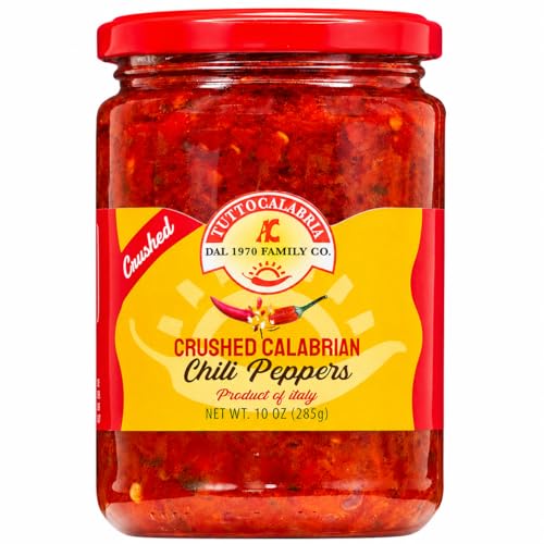 TUTTOCALABRIA Crushed Calabrian Chili Peppers, Spicy Condiment, 10 oz | Crushed Chili Pepper Condiment in Extra Virgin Olive Oil for Pasta, Pizza