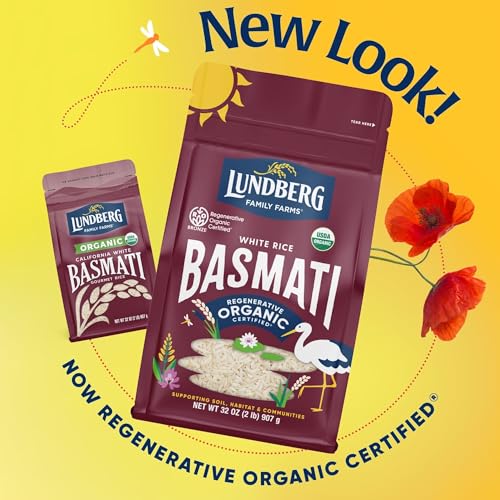 Lundberg Regenerative Organic Certified (Roc) Long Grain White Basmati Rice – Non-Sticky, Fluffy Aromatic Organic Rice Grown in California, 32 Oz