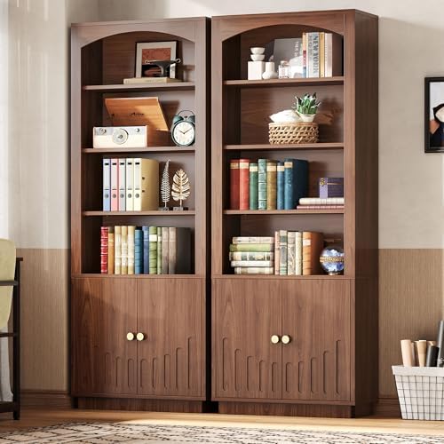 IRONCK Book Shelf and Bookcases with Doors Floor Standing 6 Shelf Display Storage Shelves, 70.8" Tall Bookcase for Home Office, Living Room