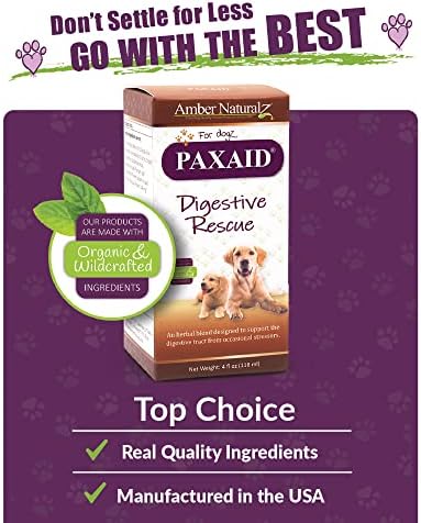 Amber NaturalZ Paxaid Dog Digestive Rescue Drops, Herbal, 1 FL OZ | Herbal digestive support drops for dogs & puppies; supports gut health, firm stools, normal appetite; USA-made
