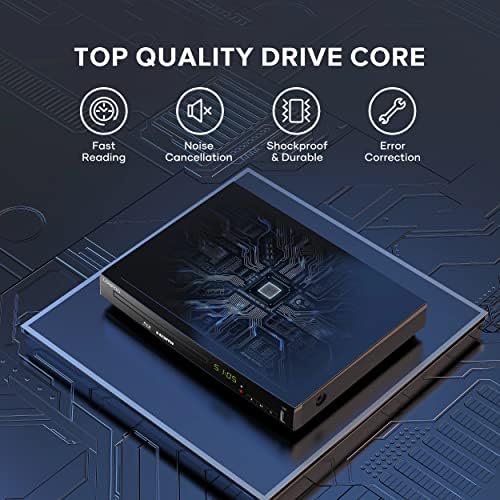Blu Ray Player for TV, Full HD DVD Player HDMI with Dolby Digital TrueHD/DTS | Region A Blu-ray, Region Free DVD Disc, DVD Upscaling
