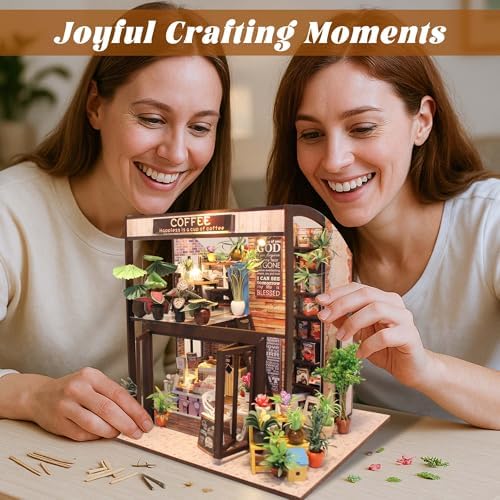 Flever Dollhouse Miniature DIY House Kit Creative Room with Furniture for Romantic Valentine's Gift(Time of Coffee)
