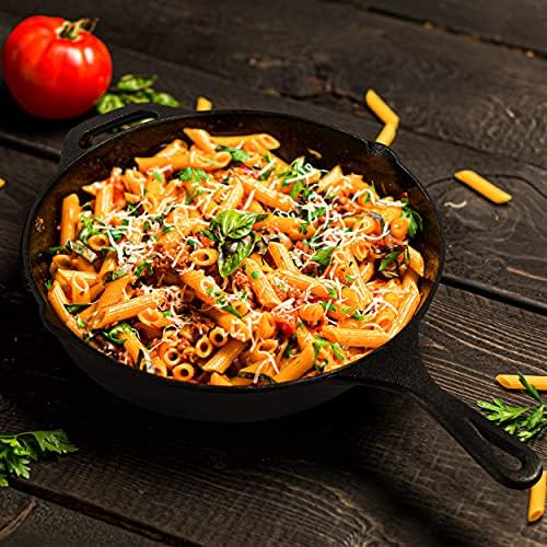 Utopia Kitchen Cast Iron Skillet 12 Inch Pre-Seasoned PFAS-Free Black | Chef Pan, Even Heat Distribution, Stovetop, Oven, Campfire and Grill Safe, Large Skillet, Indoor Outdoor Use