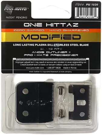 Replacement Blade 04521 fits Andis T-Outliner 04780, GTX 04785 (Model GO, GTO) Modified One Hittaz Zero Gap by PRO-MATE w/Free Screws (Black - T Shape)