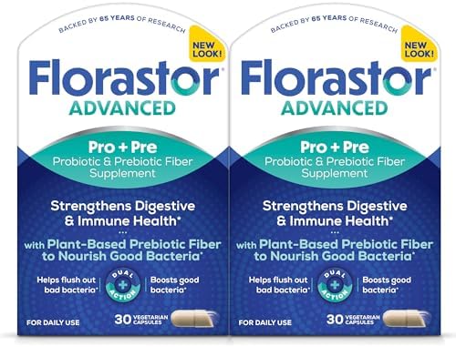 Florastor Advanced Pro+Pre Daily Probiotic and Prebiotic, 30 Capsules | Boosts Good Bacteria with Saccharomyces Boulardii CNCM I-745