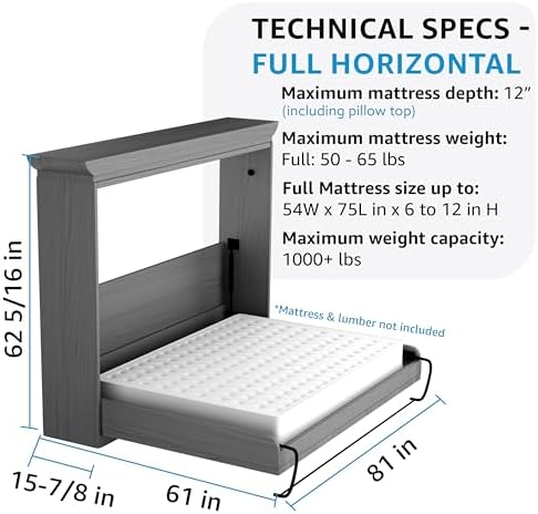 Queen Size Deluxe Murphy Bed Kit, Vertical
