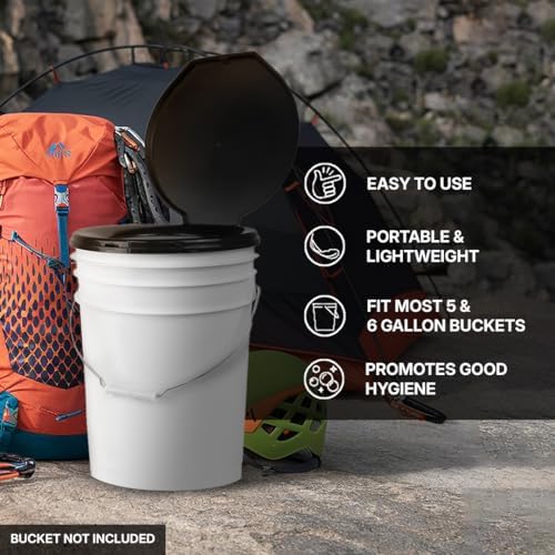 72 HRS Premium Portable Camping Toilet Seat with Lid for 5 Gallon Buckets | Portable Toilet for Outdoor Camping, Hiking, Emergency Prep, Backcountry