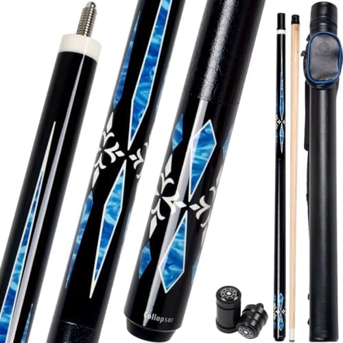 Collapsar CA Pool Stick with 1X1 Hard Case 58" Billiard Cue Stick | Canadian Maple Shaft with 13mm Cue Tip,19-21 oz Professional Pool Cue Set