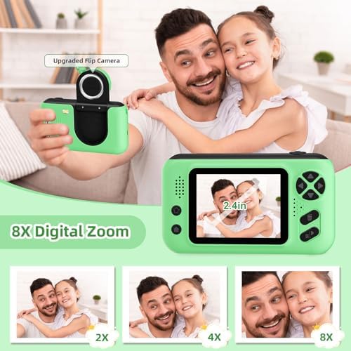 Makolle Camera for Kids, Portable Travel Camera for Childrens Age 3-8, Blue | Flip Up Lens, Drop Proof, With Tripod, Long Battery Life, SD Card Included, Birthday Gifts for Boys and Girls Age 3-12