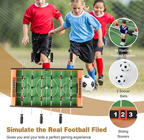 Giantex 27" Foosball Table, Easily Assemble Wooden Soccer Game Table Top w/Footballs, Indoor Table Soccer Set for Arcades, Game Room, Bars, Parties