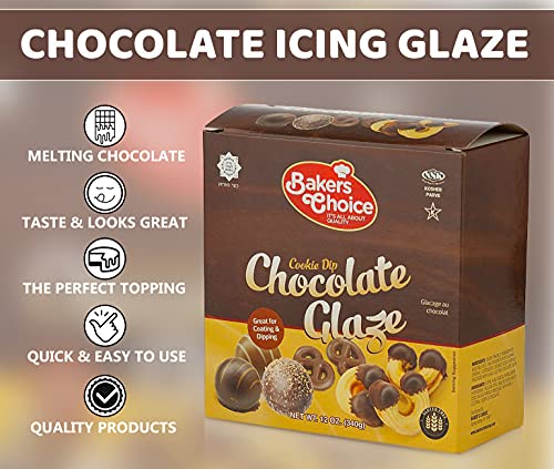 Chocolate Icing Glaze - 12 oz. Microwavable Melting Chocolate for Molds, for Decorating and Dipping Cakes, Cookies, and Pretzels