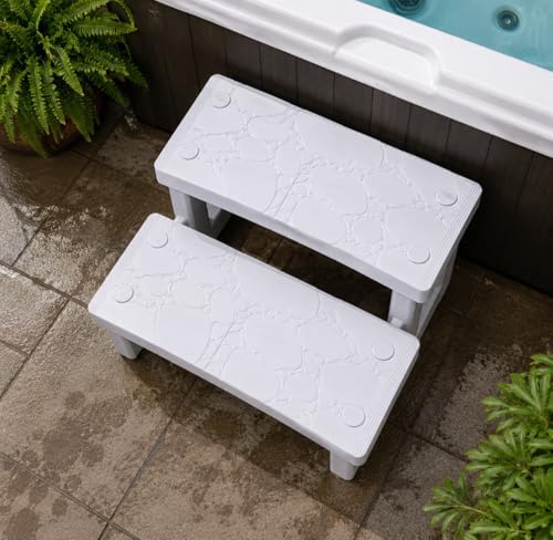 XtremepowerUS Premium Multi Purpose 2-Step Spa Hot Tub RV Campers Deck Steps Deck, Spa, Hot Tub, Bathtub, Swimming Pool Sided Step Non-Slip Steps for Outdoor/Indoor (Gray)