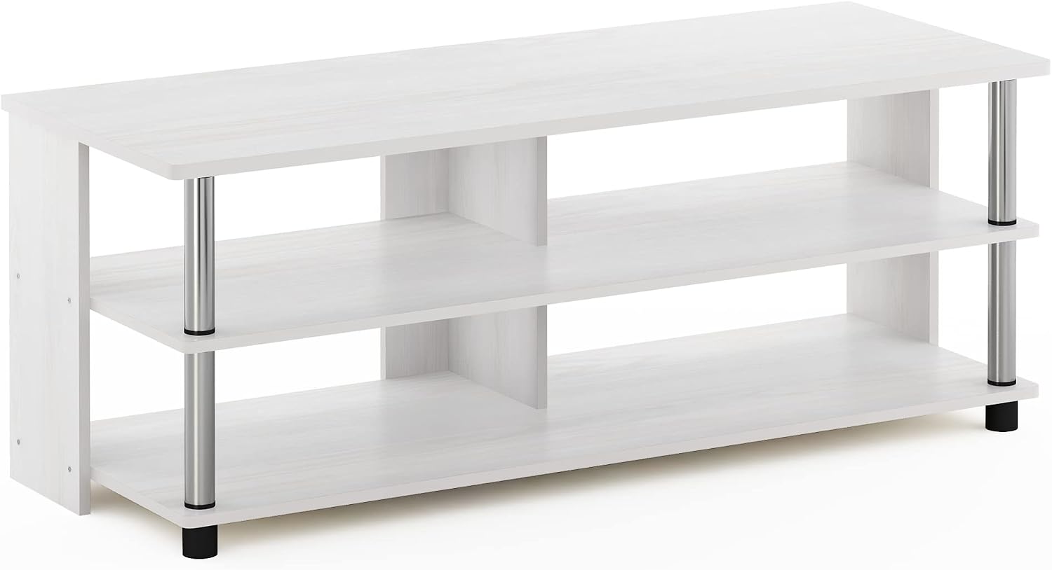 Furinno Beginning TV Stand, 2-Tier Rectangular Entertainment Center with Shelf, TV Console for TV up to 36 Inch, Open Back, for Living Room, Bedroom, French Oak