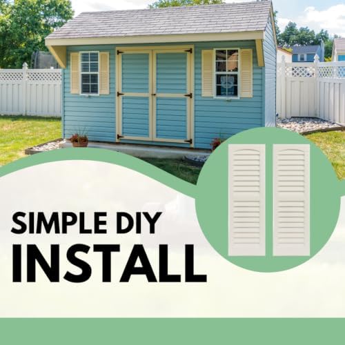 9" x 27" Paintable Raised Panel Shed Shutters, 1 Pair | Paintable raised panel non-operable shutter pair for shed, playhouse and coop windows.