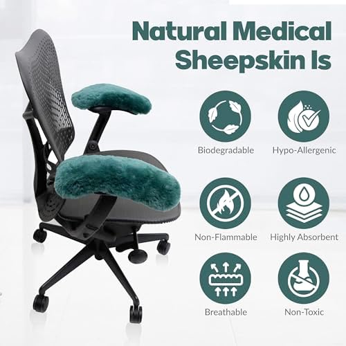 Natural Sheepskin Wheelchair Armrest Pads, Natural, 16 x 4 in