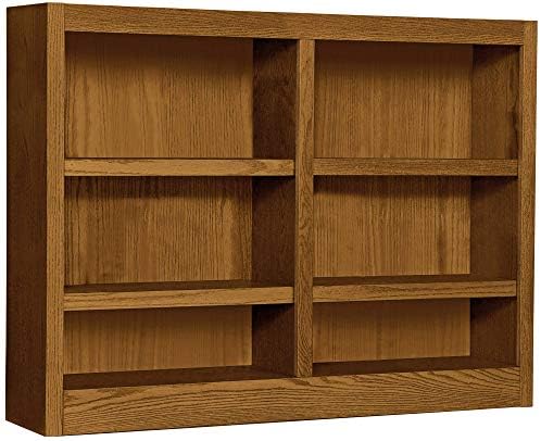 Concepts in Wood MI4836 6 Shelf Double Wide Wood Bookcase, 36 inch Tal (Oak)