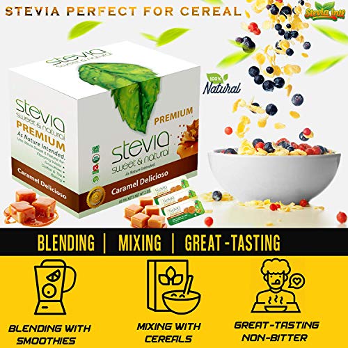 Caramel Delicioso Organic Stevia Powder. All-Natural Sweetener, Sugar Substitute Highly Concentrated & Pure Extract Stevia. 0 Calorie