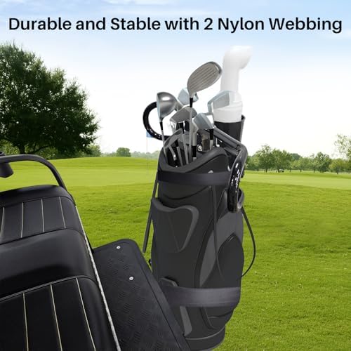 No Drilling Golf Cart Bag Holder Bracket/for 2+2 Rear Seat with Sand Bottle | Adjustable Golf Cart Bag Attachment Compatible with Evolution Golf