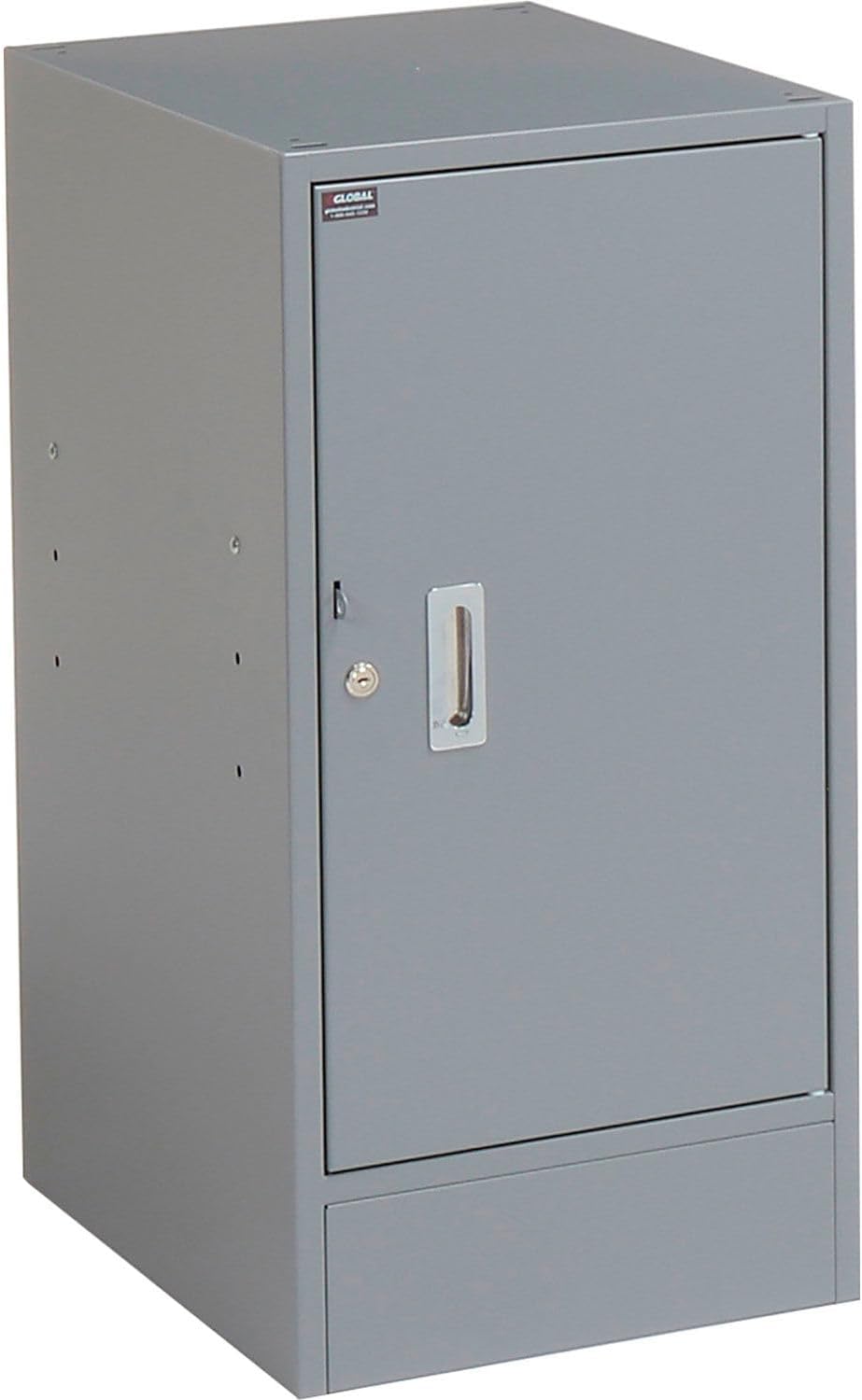 Global Industrial Pedestal Workbench, 3 Drawers & 1 Cabinet, Gray Pedestal | 72"W x 30"D x 33-5/8"H, 1-5/8" Thick Laminate Top with Safety Edge