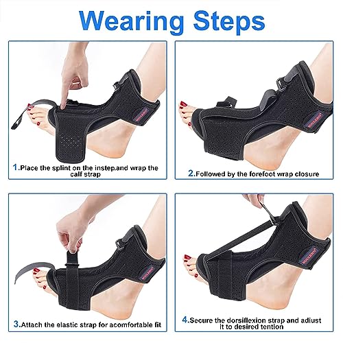 Plantar Fasciitis Night Splint Drop Foot Orthotic Brace, Adjustable Plantar Fasciitis Brace, Improved Dorsal for Effective Relief from Plantar Fasciitis, Achilles Tendonitis, Ankle Pain