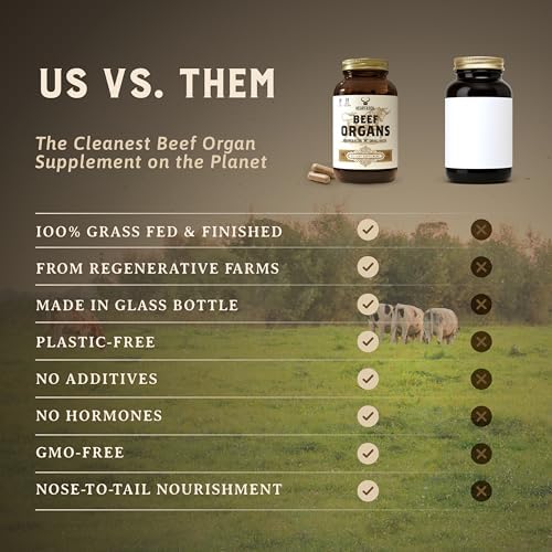 HEART & SOIL Beef Organs Supplement, 180 Capsules