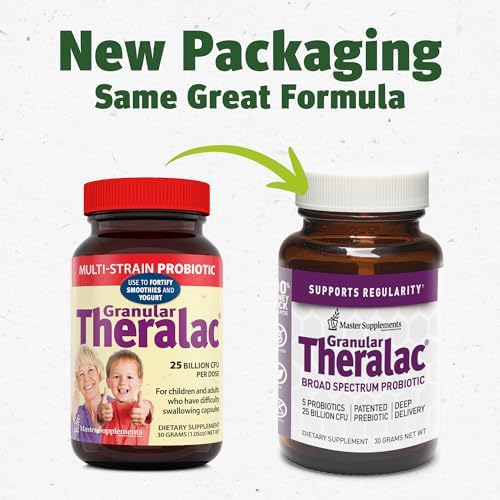 Master Supplements Granular Theralac - 1.05 oz - Multi-Strain Probiotic Powder for Optimal Gut Health - Great for Kids - Vegan, Gluten Free - 40 Servings