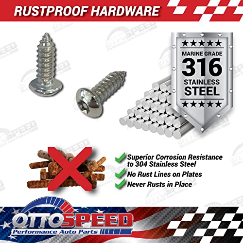 OttoSpeed Anti-Theft Security Screws for License Plate - Rustproof Fastener with Theft-Proof Black Stainless Steel Screws, Nylon Screw Inserts