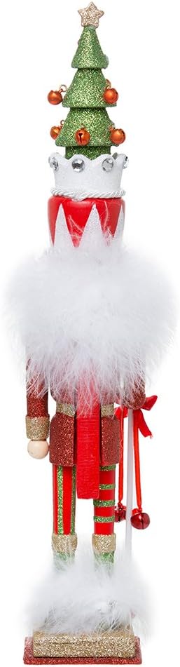 Kurt Adler Hollywood Tree Hat Nutracker, 15-Inch, Red and Green | Free-Standing Collectible Wooden Holiday Decoration