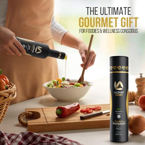 LACONIAN LEGACY High Polyphenol Organic Greek Extra Virgin Olive Oil - 2026 GOLD WINNER - Premium Luxury Gift Box - Early Harvest EVOO - Rare