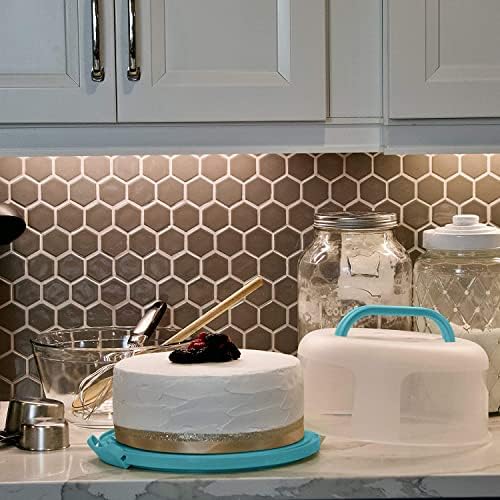 Top Shelf Elements Round Cake Carrier Two Sided Cake Holder Serves as Five Section Serving Tray, Portable Cake Stand Fits 10 inch Cake