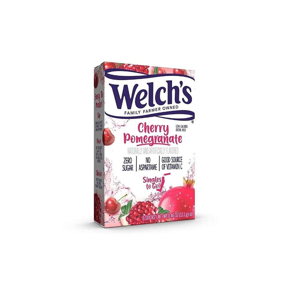 SINGLES TO GO! Welch's Variety Pack - Strawberry Peach, Cherry Pomegranate & Grape Pack of 6