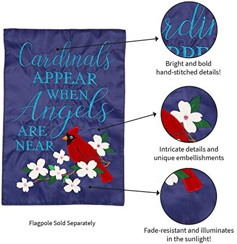 Cardinals Appear Garden Applique Flag - 13 x 1 x 18 Inches