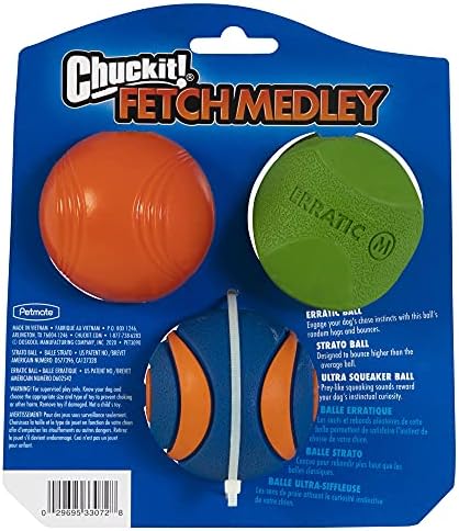 Chuckit! Fetch Pack Dog Balls - Interactive Dog Toys, High-Bounce Fetch Ball, Floating Ultra and Rugged Balls, Durable - Size Small, 2-inch Diameter, Set of 3