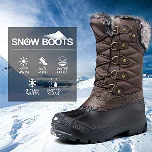 mysoft Women's Snow Boots Waterproof Mid-Calf Winter Boots