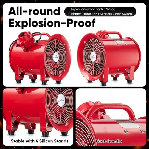 iLiving - ILG8EF12EX Explosion Proof Utility High Velocity Blower, Fume Extractor, Portable Exhaust and Ventilator Fan, Air Ventilation with 2720 CFM