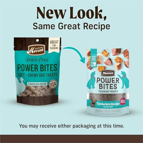 Merrick Power Bites Natural Soft And Chewy Real Meat Dog Treats, Grain Free Snack, Real Turducken Recipe - 6 oz. Bag