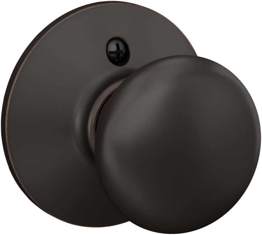 Schlage Plymouth Bed/Bath Privacy Door Knob with Lock, Satin Nickel | Interior bedroom or bathroom door knob with push button lock, Easy to install, Certified durability, Universal fit