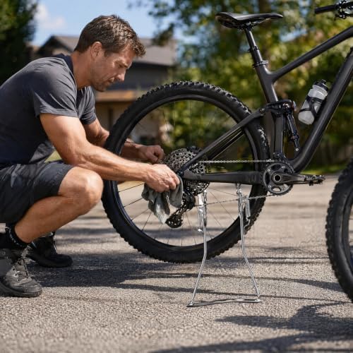 BESPORTBLE Bike Kickstand Adjustable Center Mount Double Stand Folding Bicycle Stand Support Rear Mount for Mountain Bike Bicycles Adult