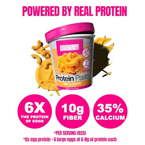 Legendary Foods 48g Protein Pasta Gluten Free Garlic Parmesan Cup | 8g Net Carbs, High Fiber Keto Pasta, Instant Protein Lunch - Low Carb Diet, Microwave Pasta Cups, Post workout Quick Meal